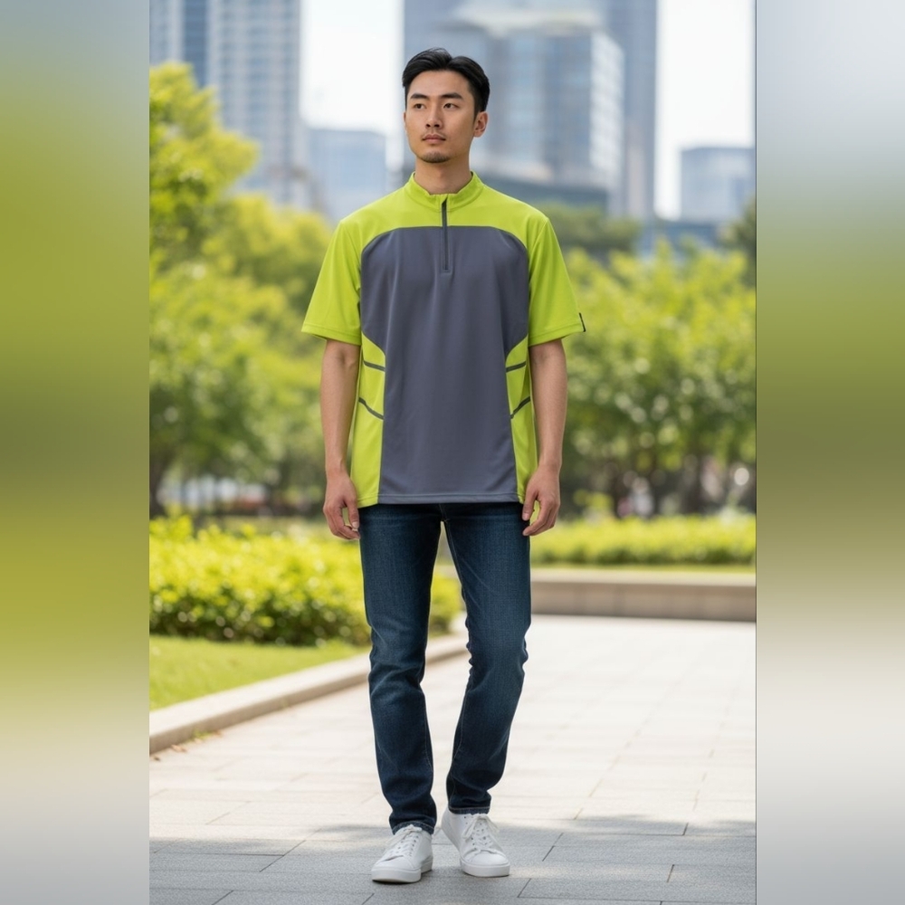 Athletic 100% Polyester NWT Shirt Yellow Gray Tee For Men Sz: L